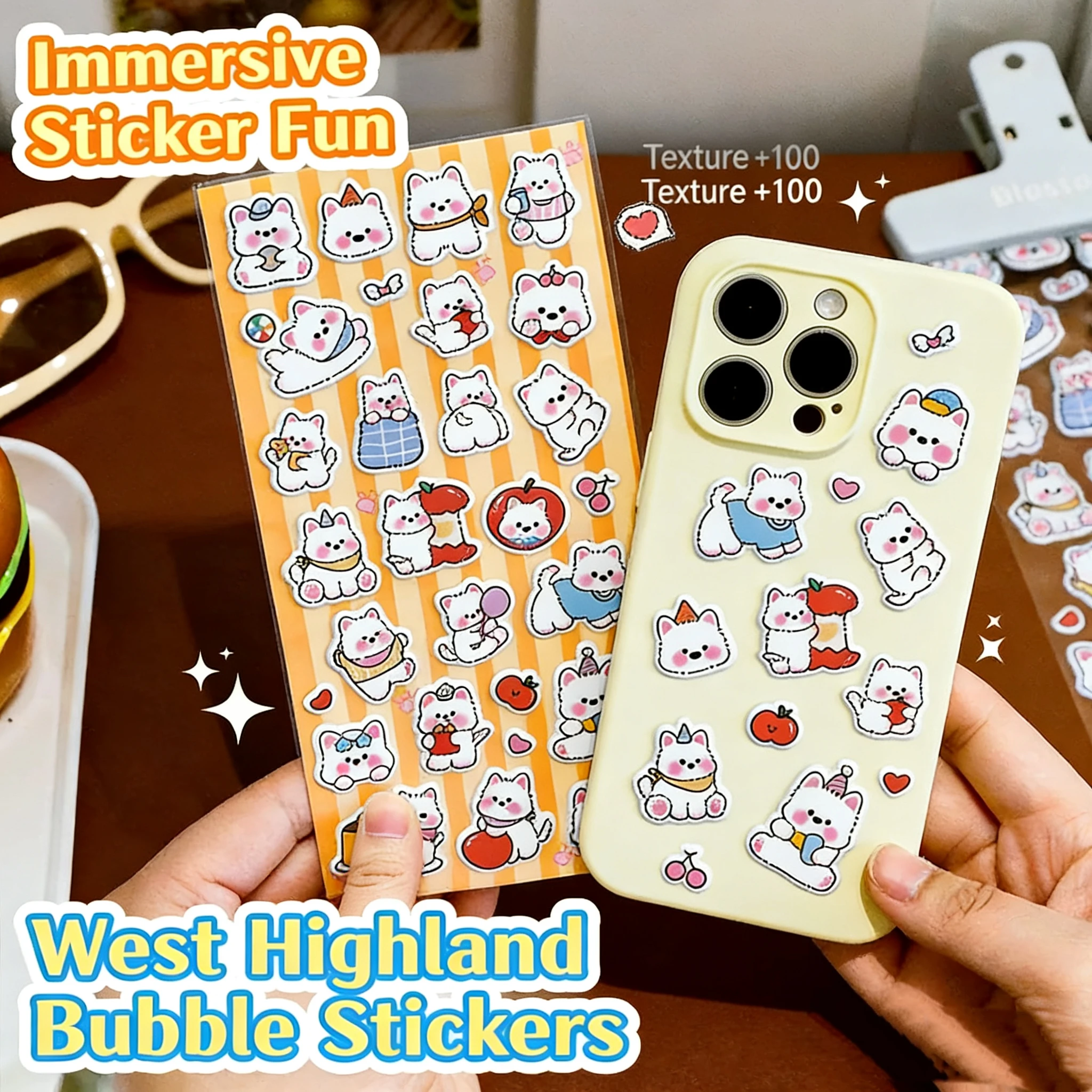 

Милые 3D пузырьковые наклейки West Highland, высокоучественный декор для журнала, наклейки для украшения чашки с водой, маленькие наклейки