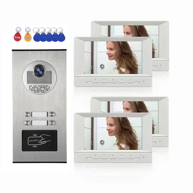 

2-12 Units Apartment Doorbell Intercom Camera System RFID Access Control Building Video Door Phone For Home Security