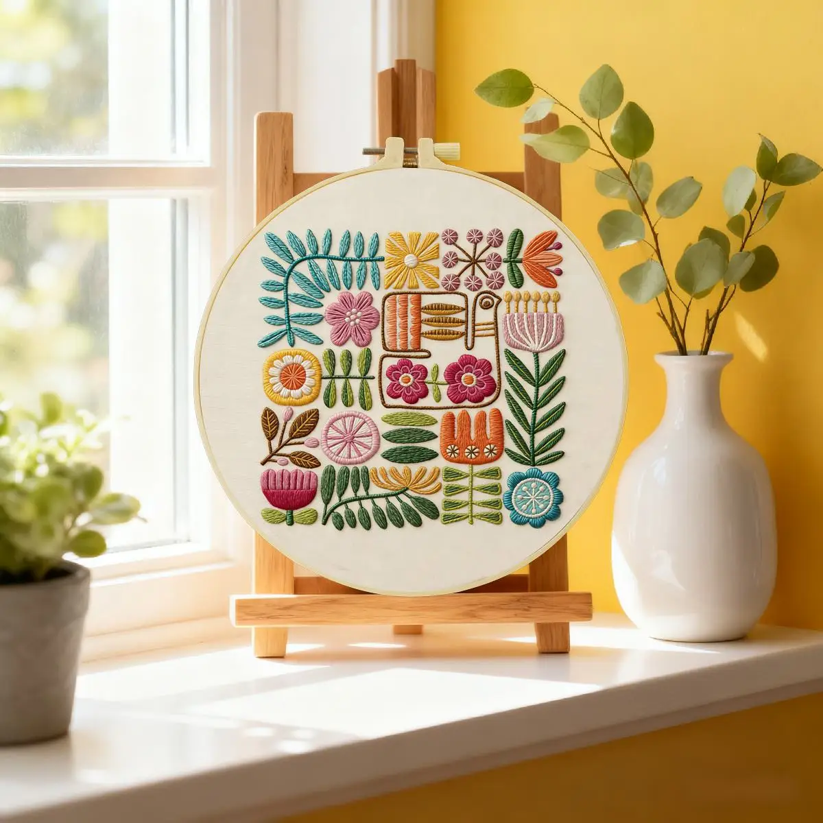 1pc 20X20CM/15X15CM 7.87/6.3inch Leaves Embroidery Starter Kit DIY Kit DIY Embroidery Kit Manualidades Set for Beginner