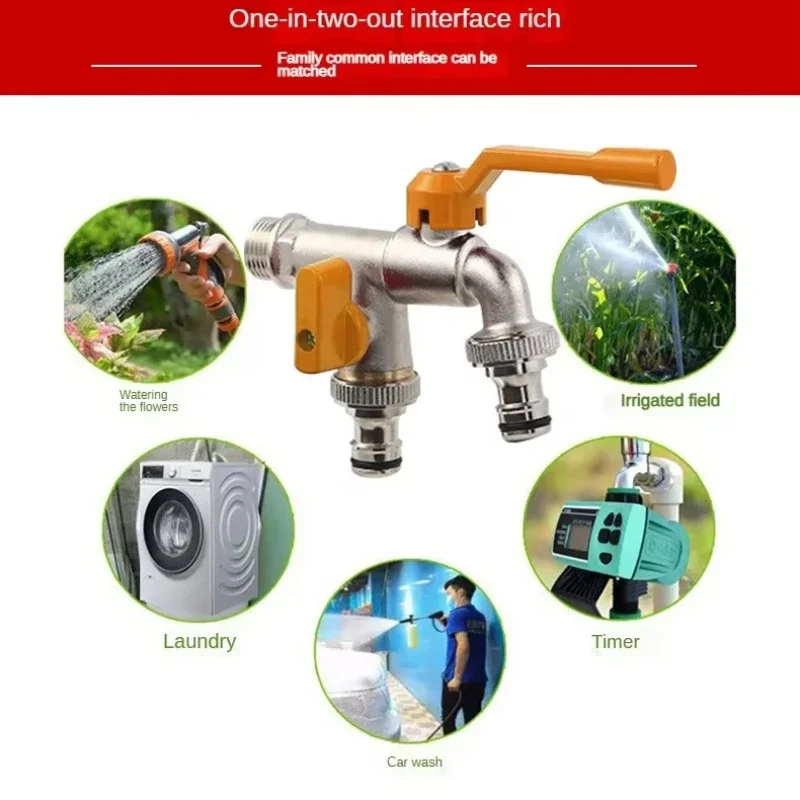 خزان مياه نحاسي مزدوج المخرج ومحول خرطوم حديقة 1/2 بوصة 3/4 بوصة 1 بوصة مدخل 2 قبل الميلاد (BSPT) للاستخدام الخارجي