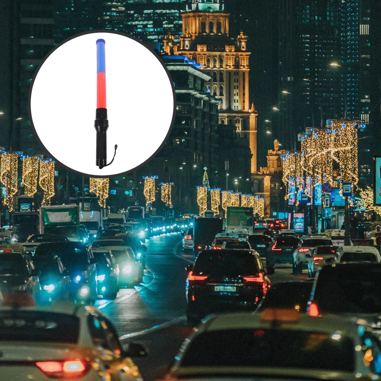 

54cm Red Blue LED Traffic Control Light Sticks High Brightness Safety Signal Reusable Glow Stick Decorative Party Concert
