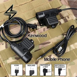 WADSN táctica militar U94 PTT para la comunicación auriculares COMTAC Earmor Fit Motorola Midland Baofeng Kenwood Plug Walkie Talkie