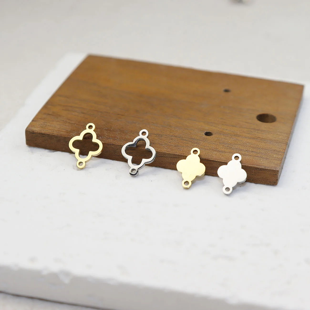 10pcs Stainless Steel Flower Fashion Jewelry Accessory Charms Bracelet Connector DIY Handcraft PVD Vacuum Plate Waterproof