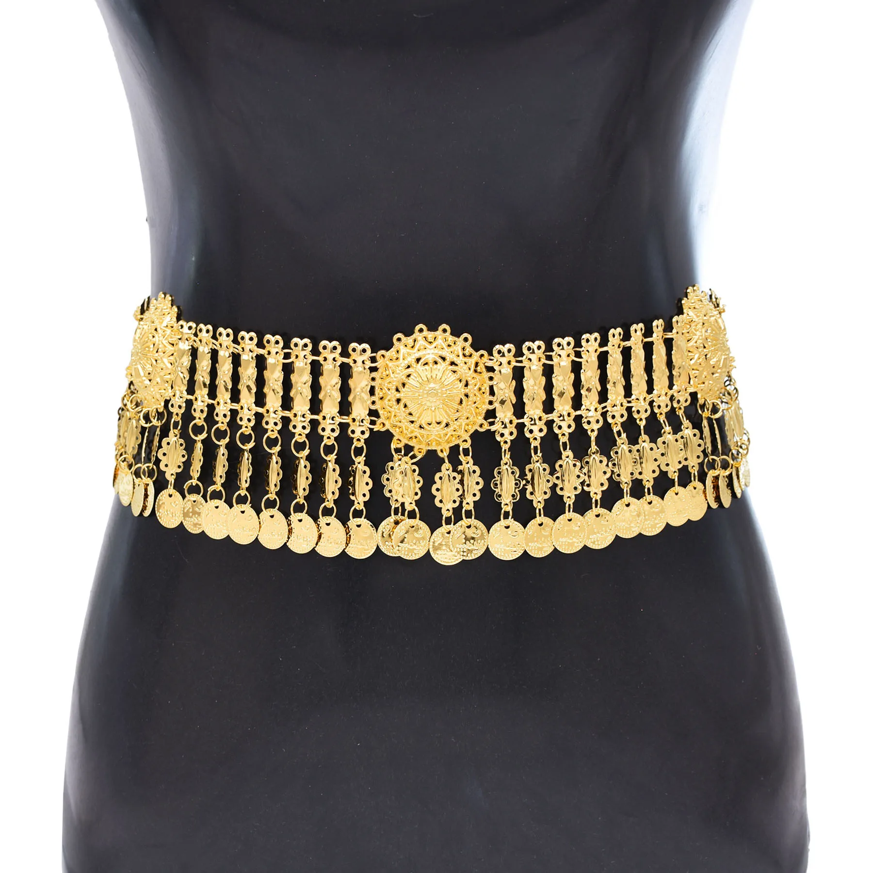 Golden Metal Waist Belly Chains Fashion Indian Thai Ethnic Clothing Accessories Belt Trending Charm Women's Body Jewelry