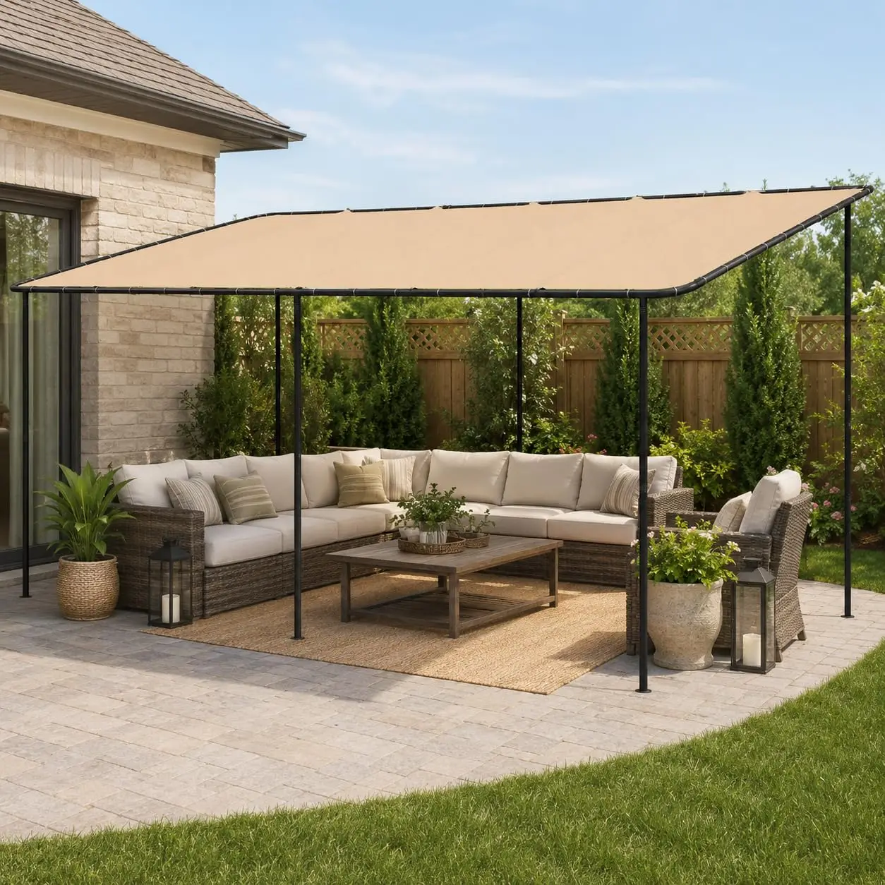 20x12 Lean to Canopy Freestanding Sloped Roof Pergola Porch Awning Outdoor Patio Shade Shelter, Customized