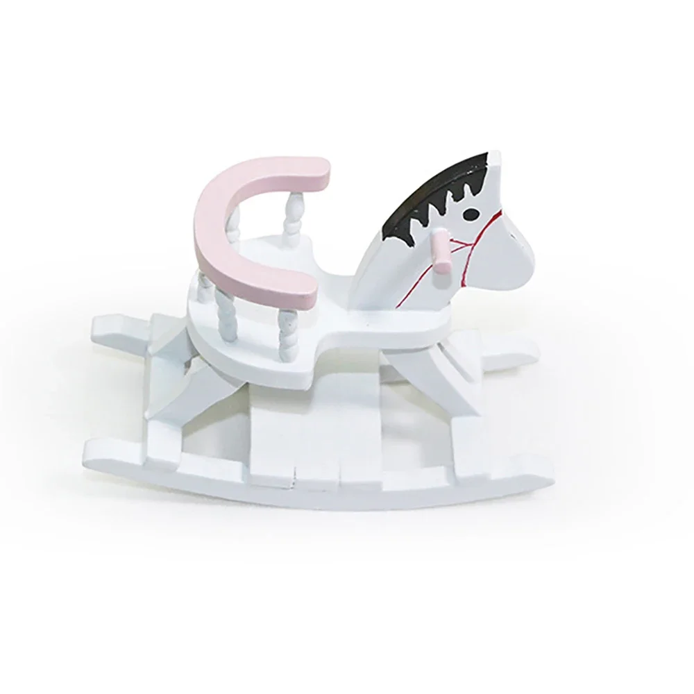 1/12 Dollhouse Miniature Accessories Mini Wooden Horse Chair Simulation Furniture Model Toy for Doll House Decoration