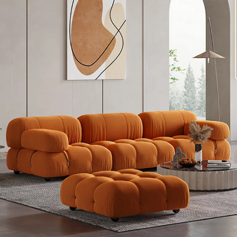 

Sectional Sofa,104'' Modular Sectional Couch Modern Velvet Sofa 3-Seater Couch for Living Room,Apartment(Orange)
