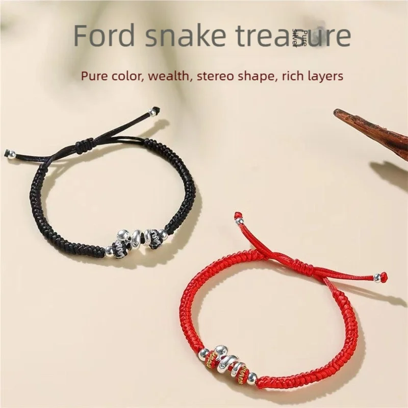

Silver S999Snake Bracelet 2025 Zodiac Lucky Talisman Hand woven Couple Sleeve Set Transport Bead Talisman Jewelry Wholesale Gift
