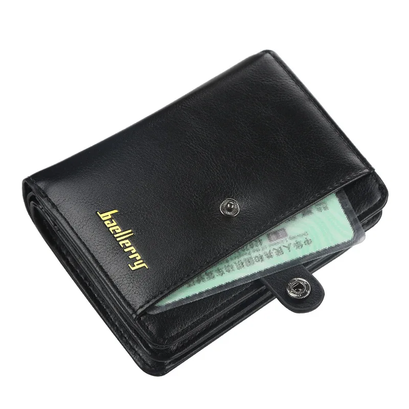 Baellerry Luxury Men Wallets PU Leather Zipper Men's Wallets Short Card Holder Male Purse Coin Holder Waterproof Wallets