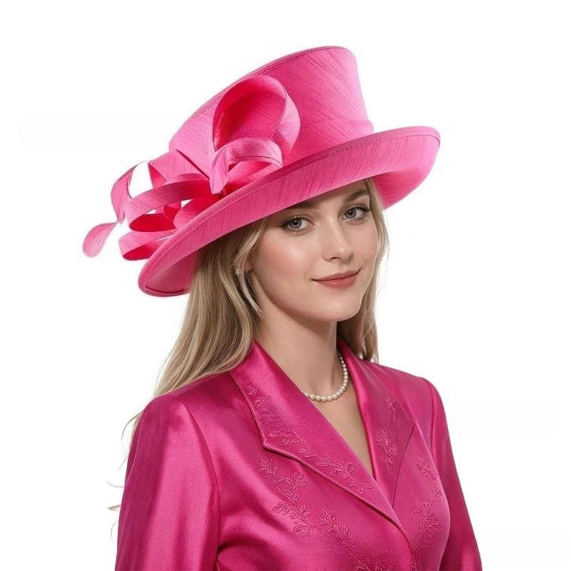 Fashion Luxury Feather Tea Party Church Hats Formal Occasion Kentucky Cap Lady Wedding Cocktail Party Flat Top Fedoras