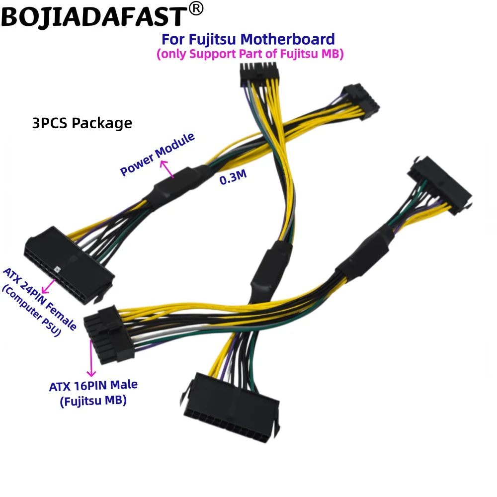 3PCS ATX 24Pin to 16Pin Motherboard Adapter Power Supply Cable 0.3M For Fujitsu Fujitsu D3162-A12 D3502-A13 D3517-A13 D3230-A11