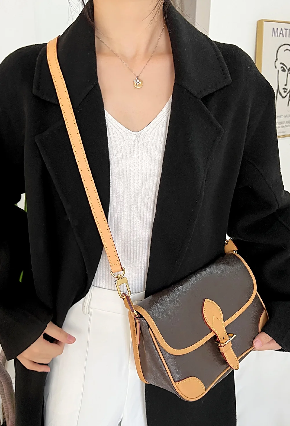 Cowhide Bag Strap For Lv Diane Bag,Shoulder Strap Bag Belt Crossbodybag Strap,genuine Leather Durable Bag Replacement Accessory