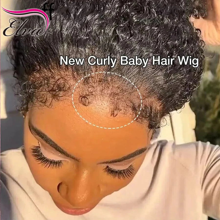 

Deep Curly 4C Kinky Edges 13x6 HD Lace Front Human Hair Wigs With Curly Baby Hair Most Natural Hairline Glueless Closure Wig