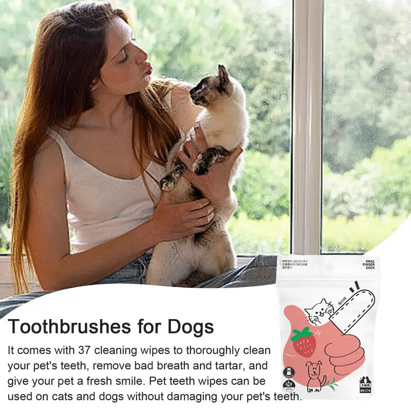 Dog Tooth Wipes Dog Eye Wipes Dog Teeth Wipes 37PCS Portable Remove Bad Breath Oral Cleansing Teeth Wipes Ears Teeth Eyes Care