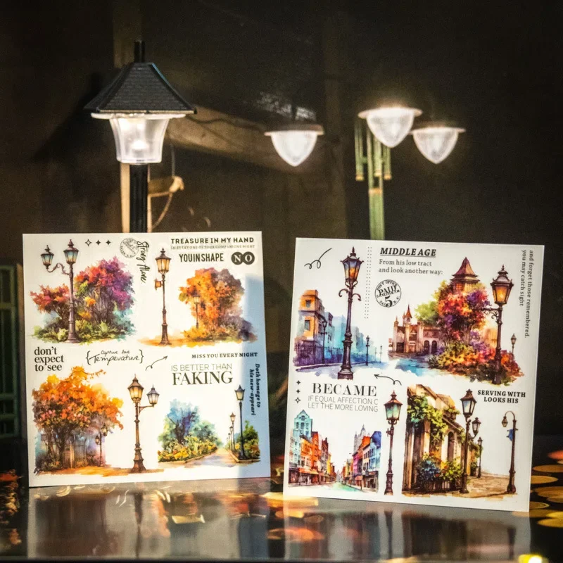 2 قطعة حزمة أضواء القرطاسية البلاستيكية نقل ملصقات أضواء في منزل الحلم الآخر البلد استمتع بمقهىك 178*116 مللي متر