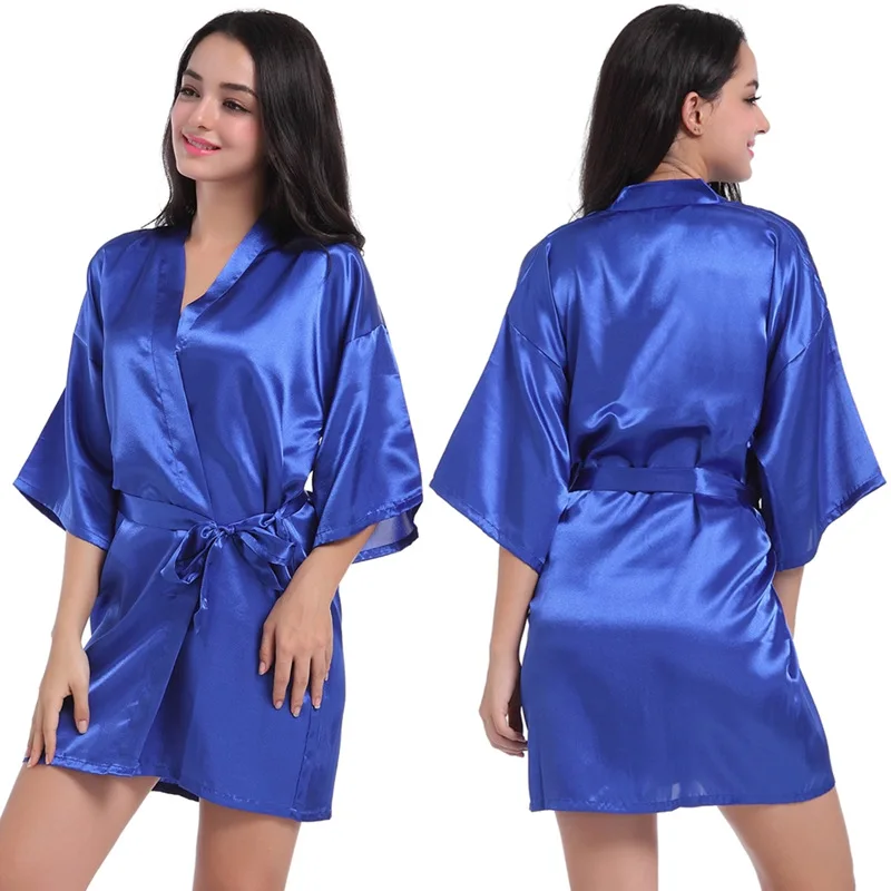 Sexy Satin Night Robe Lace Bathrobe Perfect Wedding Bride Bridesmaid Robes Dressing Gown for Women Kimono Home Clothes