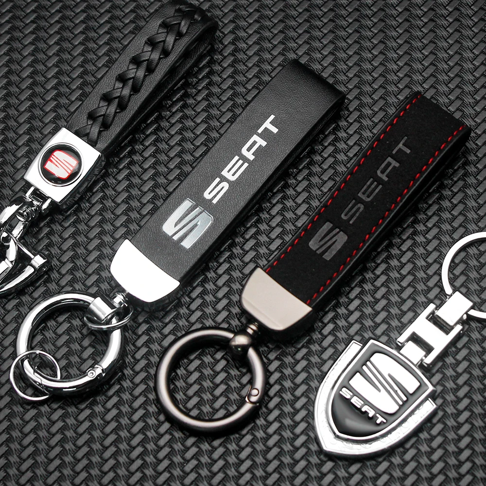 For SEAT Key Chain Logo Cupra Ateca Ibiza 6j 6f Leon Mk2 FR Cordoba Exeo Arona Toledo Car Styling Metal Leather Keyring Keychain