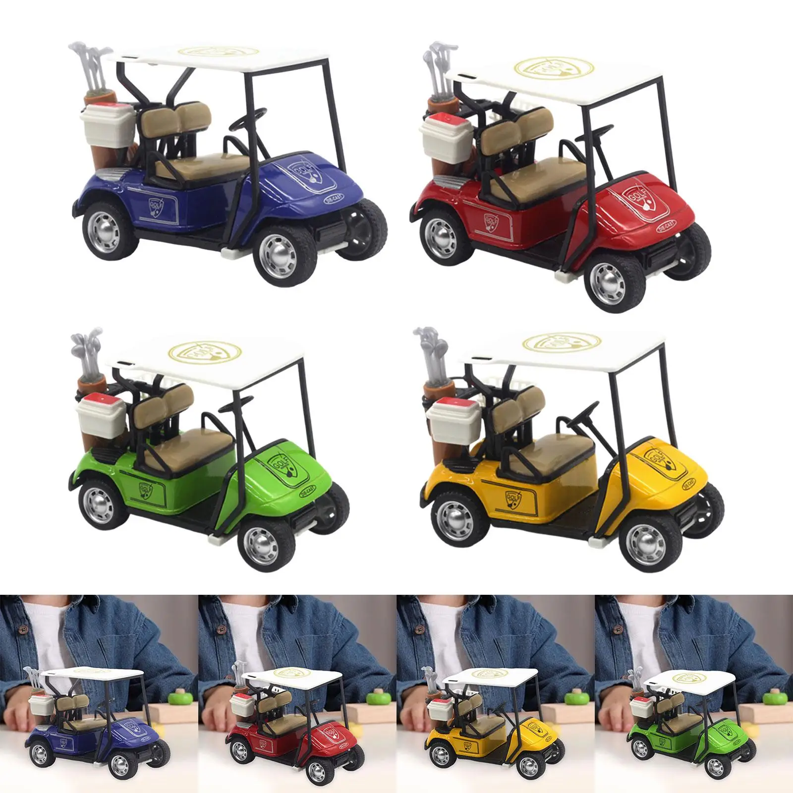 โต๊ะ Golfcart Decor รถกอล์ฟประติมากรรมเครื่องประดับ Golfcart Pullback รถ