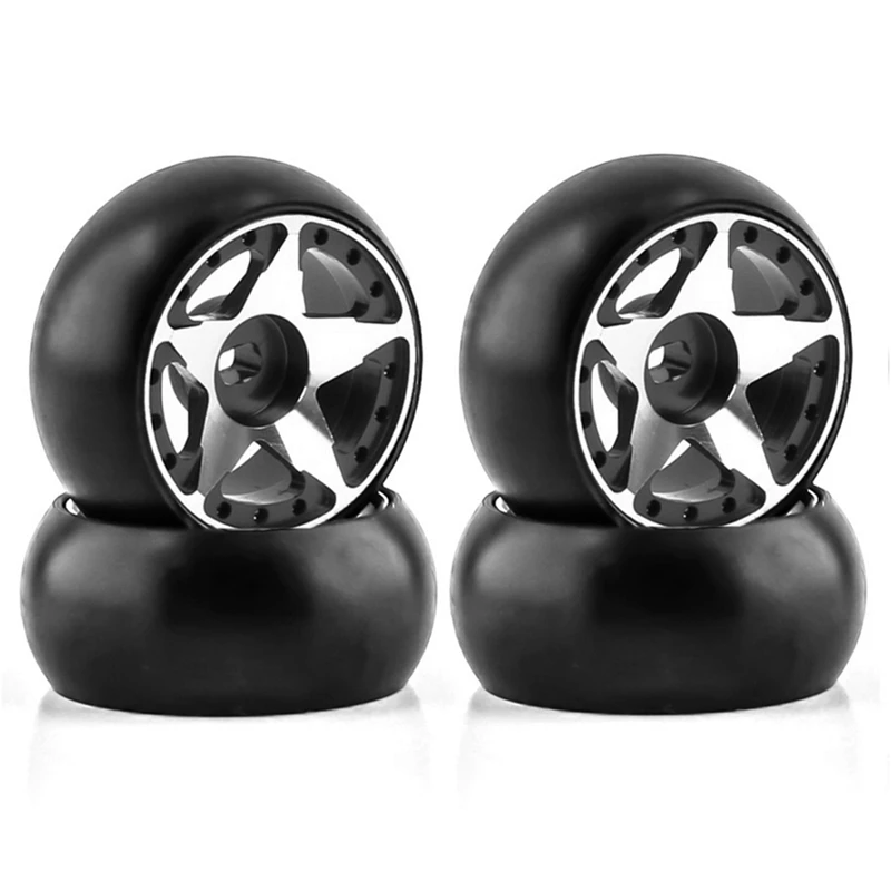 ยางดริฟท์พลาสติกแข็งพร้อมขอบล้อโลหะสำหรับ wltoys 284131 K969 K989 Kyosho Mini-Z 1/28 mobil RC อัพเกรดชิ้นส่วน