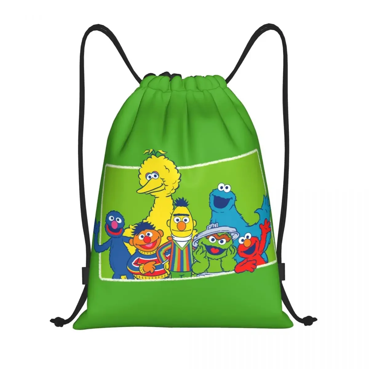 Custom Sesame Street Elmo Drawstring Bag Women Men Foldable Sports Gym Sackpack Cookie Training Storage Backpacks