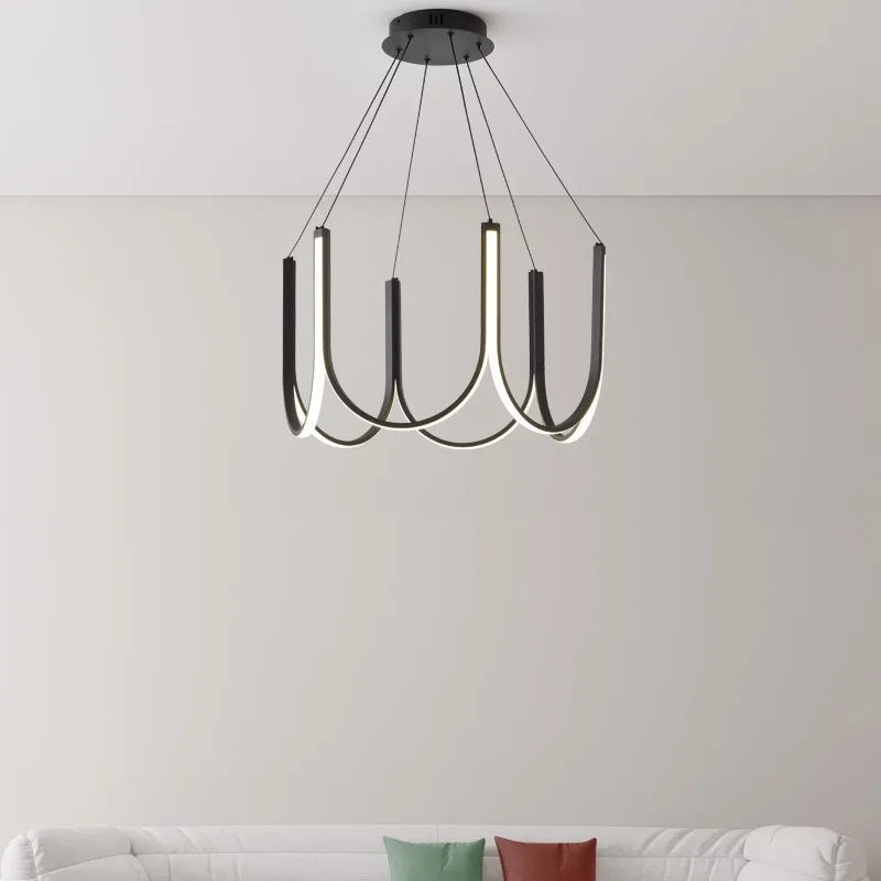 Living room lamp milk  bar counter long restaurant chandelier model room