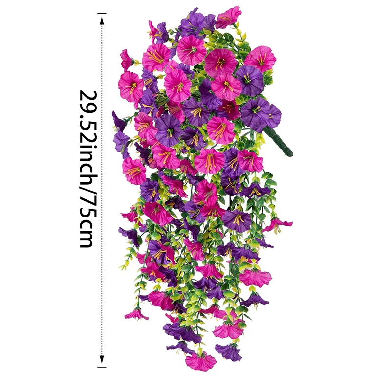 1/2Pc 75cm Witte Kunstmatige Morning Glory Muur Opknoping Faux Violet Planten Opknoping Bloemen Wijnstokken voor Huis Tuin bruiloft Decor