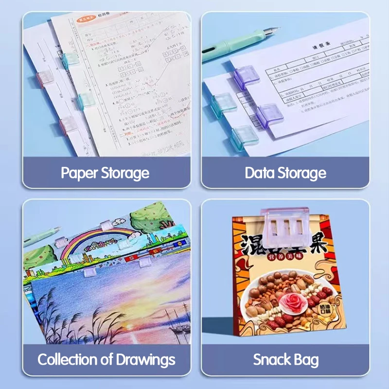 Color Push Clip Transparent Push Clip Morandi Folder Simple Receipt Folder Plastic Office Storage and Organization