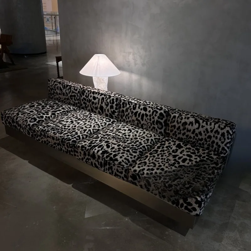 Italian industrial style Bauhaus base large flat-floor villa leopard print custom sofa