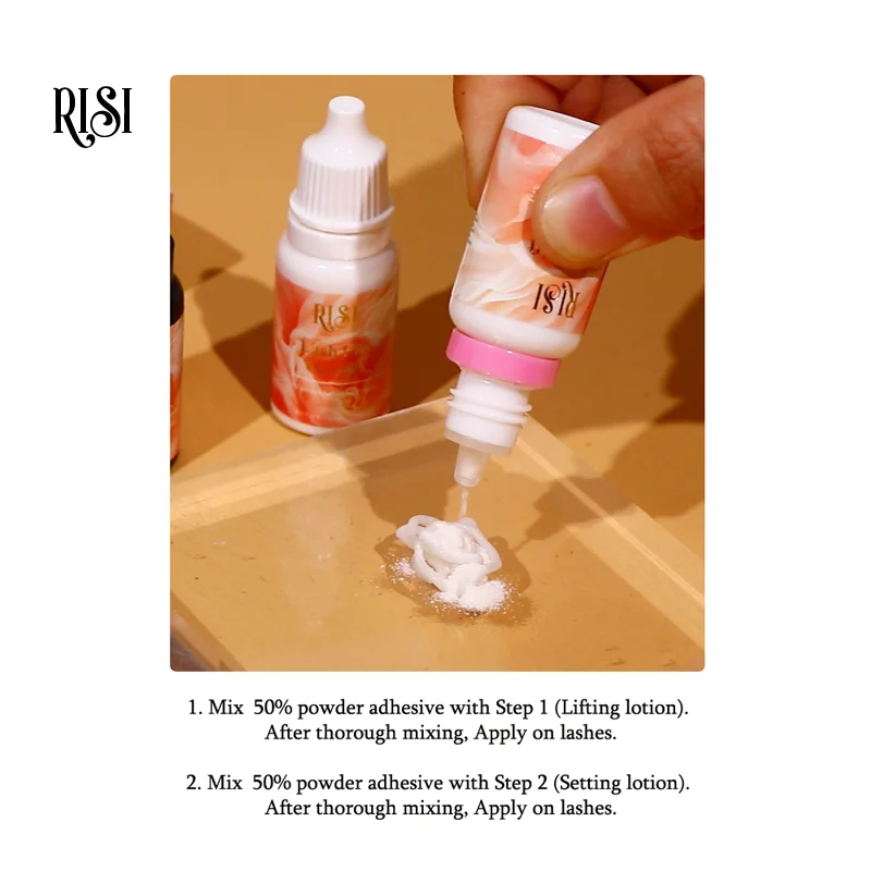 RISI 10g スーパーミックス ラッシュリフトパウダー 革新的な韓国製 グルーレス ラッシュリフトパウダー グルーメイクアップツール 強力ラッシュリフトパウダー