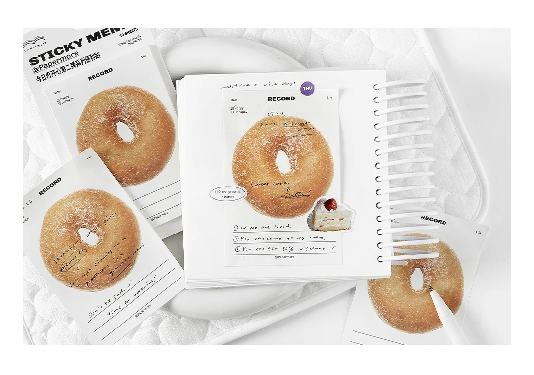 Niedlicher Gelato-Schleifenknoten Haftnotizblock Selbstklebendes Schreibpapier Schul-Bastelbedarf Notizbuch Schreibwaren Dekoration – Detail 28