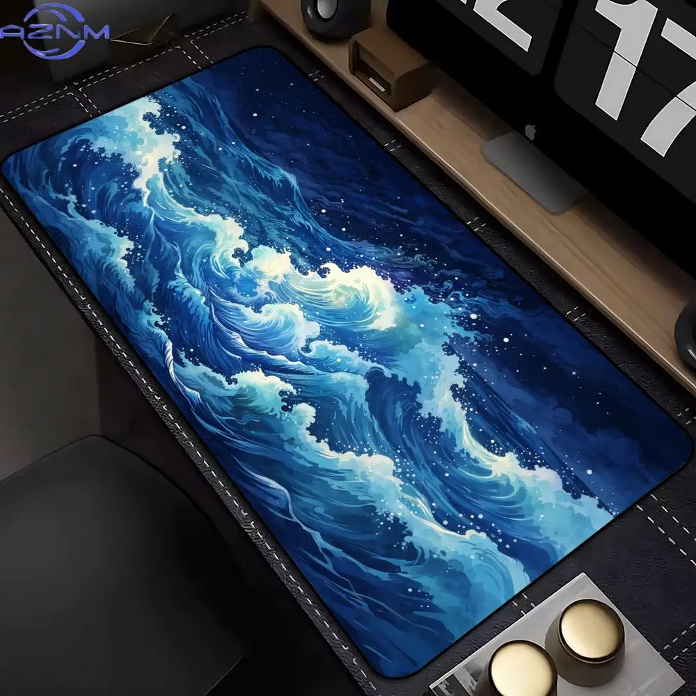 Large XXL Gaming Mouse Pad Desk Mat Keyboard Pad Classic Blue Big Wave Ocean Ukiyo-e Art Print PC gamer Office Non Slip Rubber