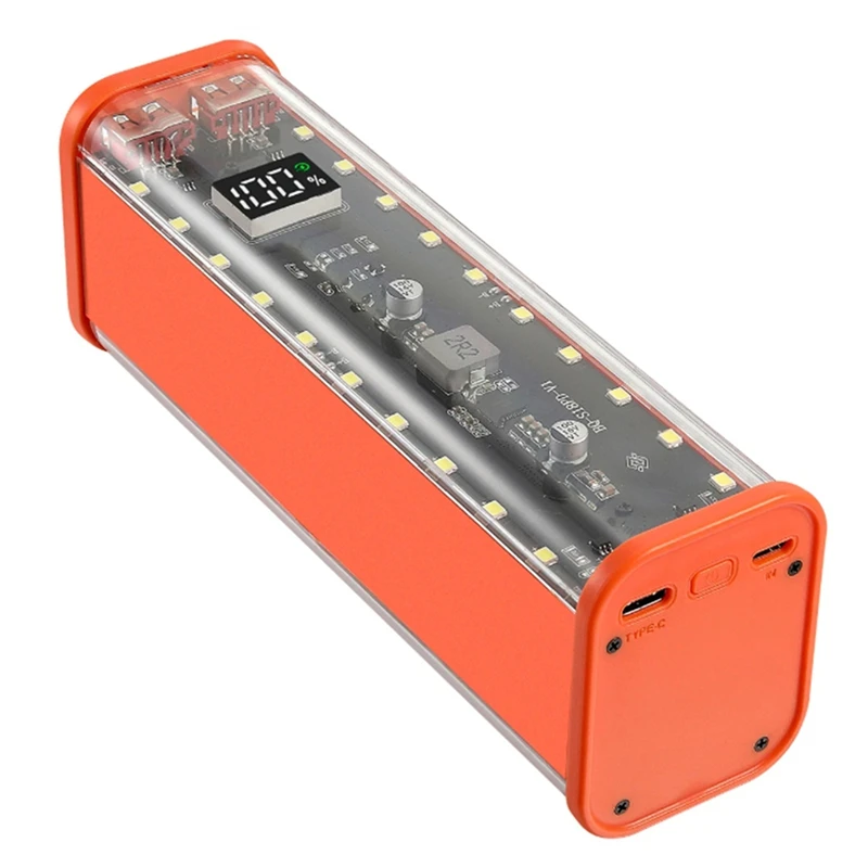 ABYL 8 Slots 18650 DIY Power Bank Case Fast Charging Power Bank Case Large Capacity Digital Display Battery Storage Orange