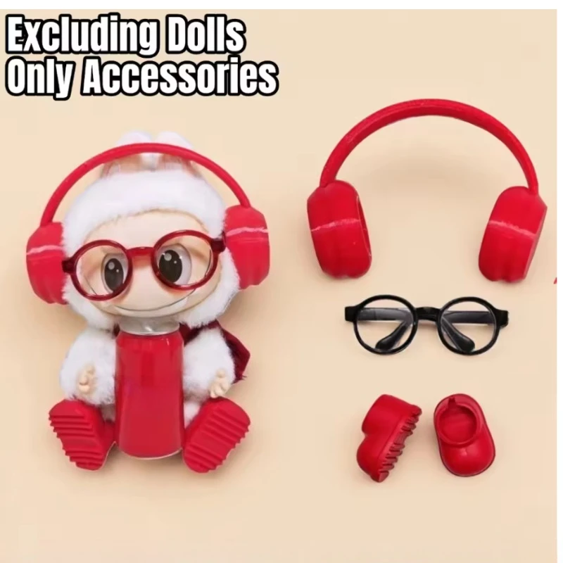 

Para accesorios Labu de 17cm, Mini auriculares, zapatos, gafas, muñecas no incluidas, para auriculares con figura facial de 10cm