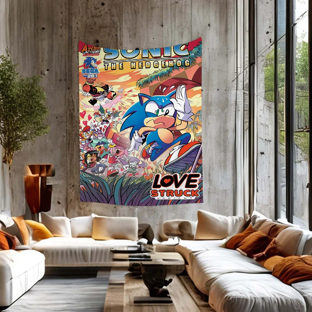 Classic Anime Video Games Sonics Cartoon Tapestry Art Printing Art Science Fiction Room Home Decor Home Decor