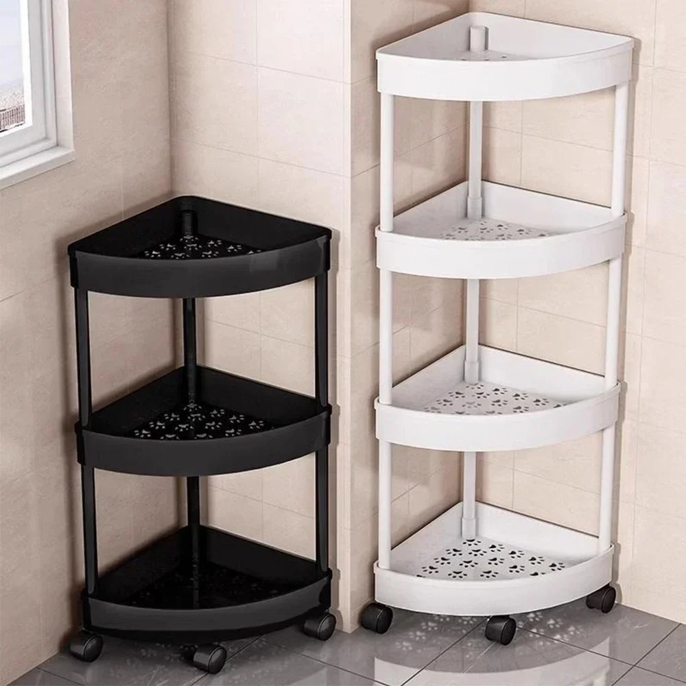 Bathroom Storage Rack with Wheels Floor-standing Corner Shelf Multi Layer Mobile Shelf Organizer Gap Bathroom Shelf Rolling Cart