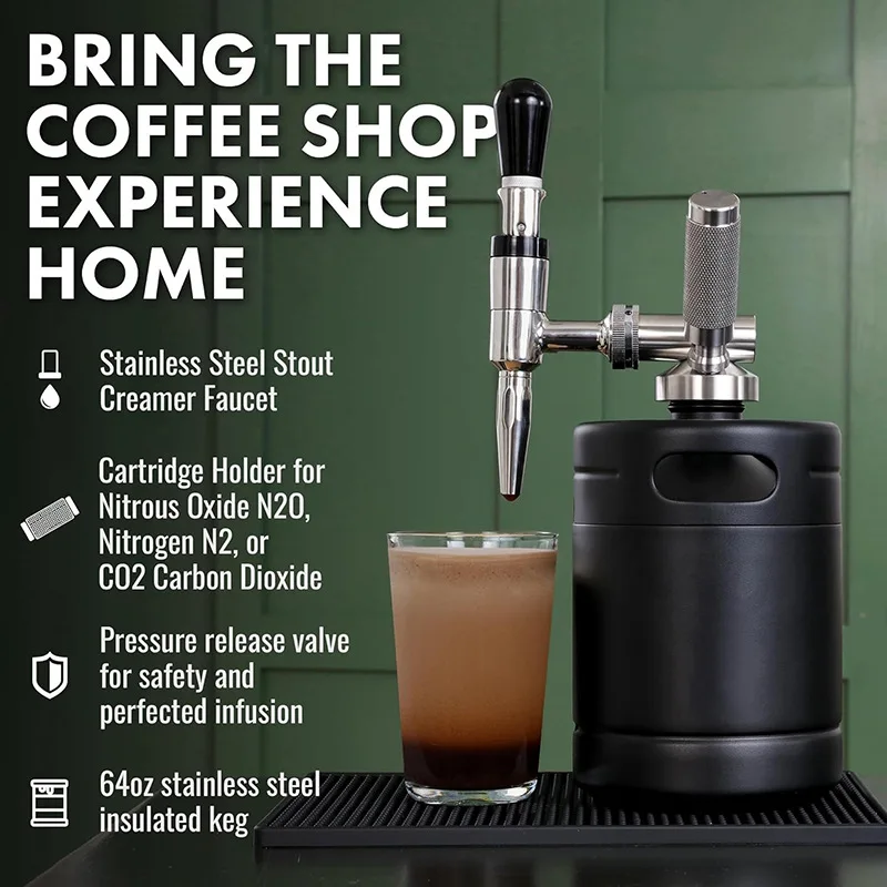 2L cold brew pot pure nitrogen coffee pot Amazon nitrogen coffee bottle bubble elastic gas egg small steel cylinder