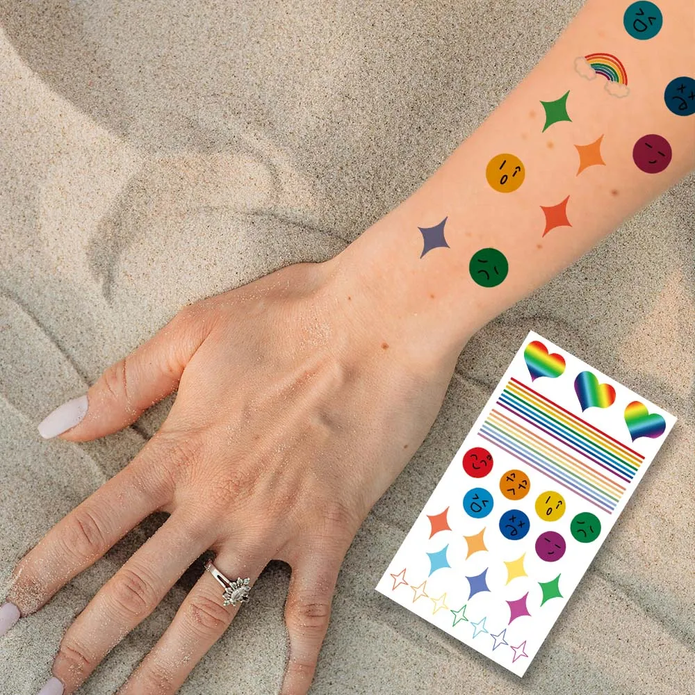10 قطع/مجموعة ملصقات وشم صغيرة ملونة لتزيين الجسم وحفلات أعياد الميلاد وملصقات وشم للاستعمال مرة واحدة