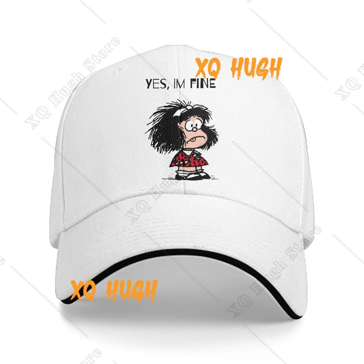 Mafalda Quino Comics Manga Girl Multicolor Hat Peaked Women's Cap Yes,Im Fine Personalized Visor Protection Hats