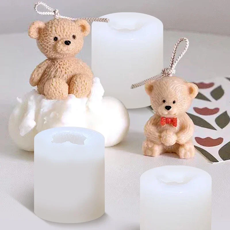 Cute Bear Candle Silicone Mold DIY Decoration 3D Scented Candle Molds Durable Handcraft Crystal Epoxy Soap Candle Making Mould