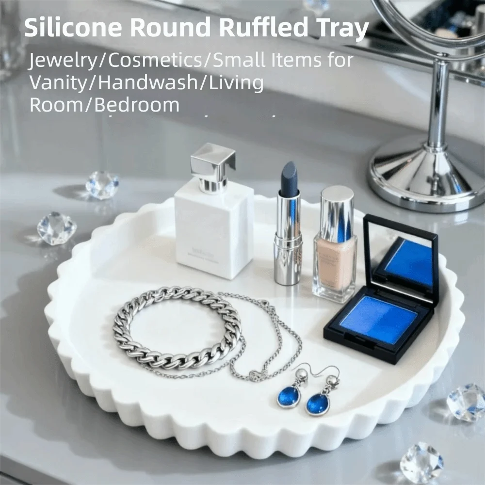 Striped Jewelry Storage Tray Round Ornaments Silicone Decorative Plate Creative Design Space Saving Necklaces Display Props
