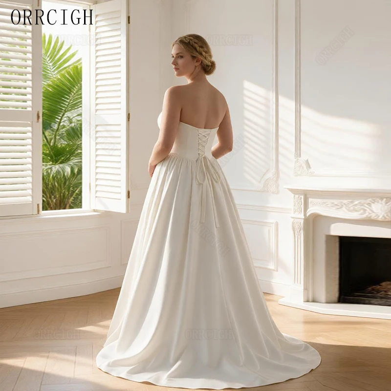 Plus Size Civil Wedding Dresses Bride 2026 Sleeveless Strapless Long Bridal Gown Floor Length Customizable robe de mariée