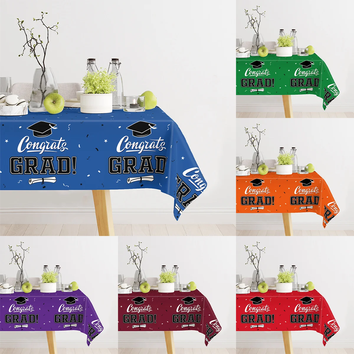 220x130cm Graduation Party Decorations Disposable Tablecloth 2025 Graduation Decors Congrats Grad Party Table Cover Supplies