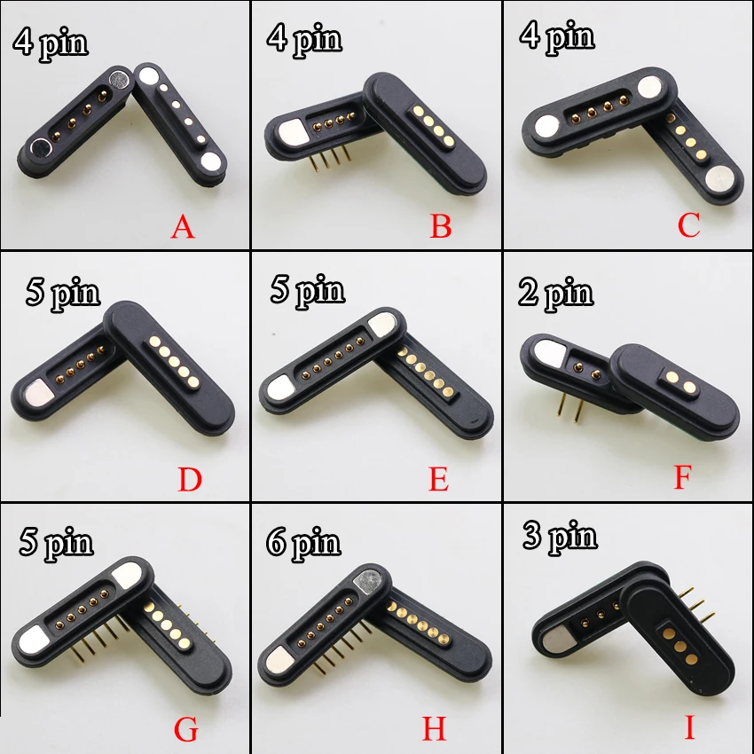 1 Pairs Magnetic Connector 2 3 4 5 6Pole Pogopin Male Female 2.2 MM Grid THT 3A Spring Loaded Pogo Pin Waterproof Pad