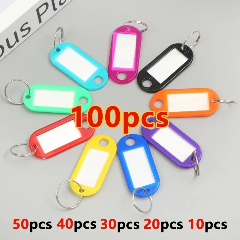 

1/100 Pcs Set Colorful Plastic Key Chain Tags with Window - DIY Key Rings, Ideal for Number Name Luggage Lightweight and Easy