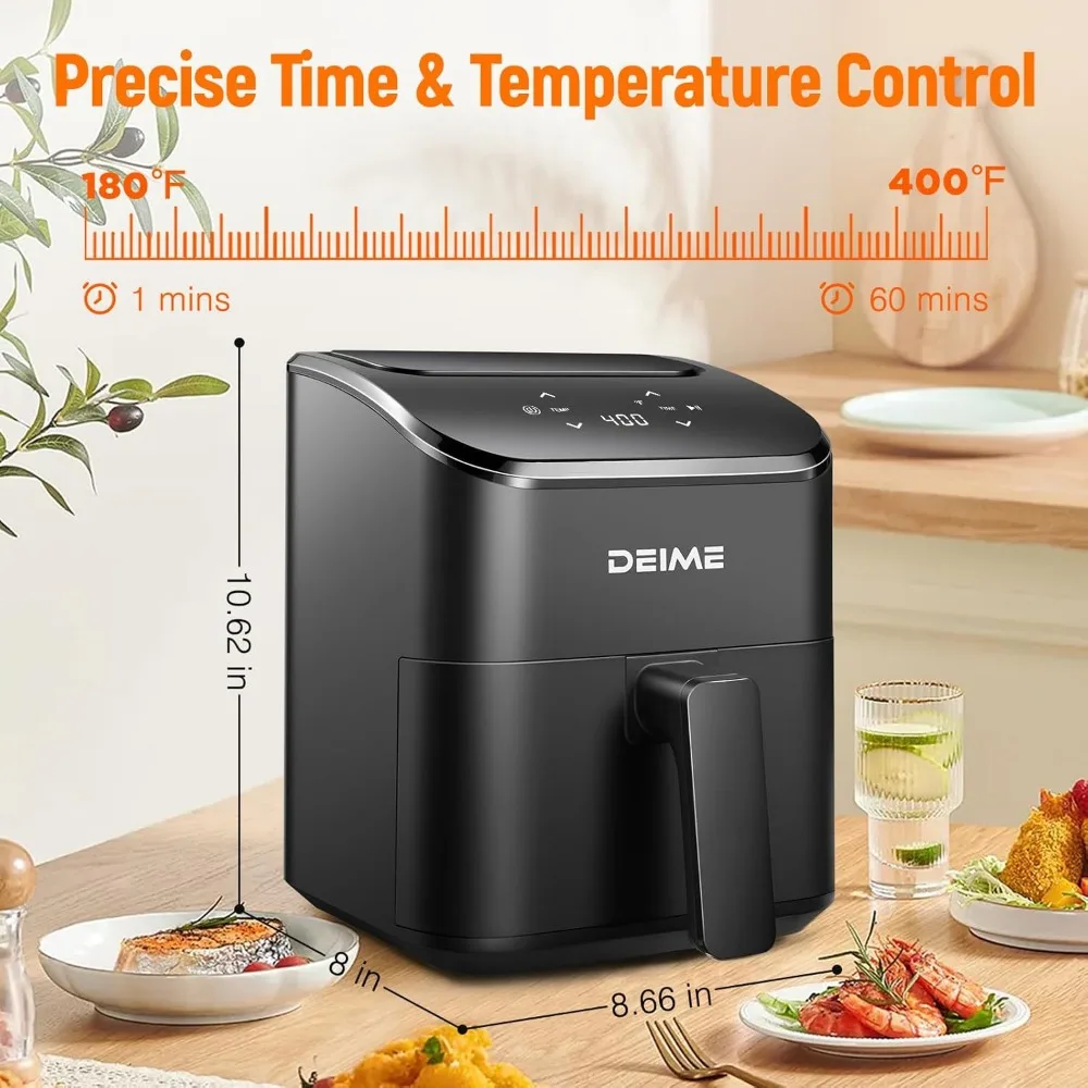 Friggitrice ad aria 3 Qt, piccola Airfryer digitale salvaspazio compatta, cuocere al forno, riscaldamento, arrosti per pasti facili e veloci, mini compatta e silenziosa