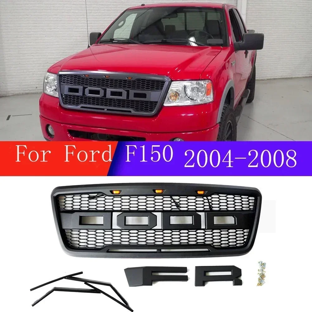

With LED Light F-150 For Ford F150 2004 2005 06 2007 2008 Car Accessory Front Bumper Raptor Grille Centre Panel Upper Grill