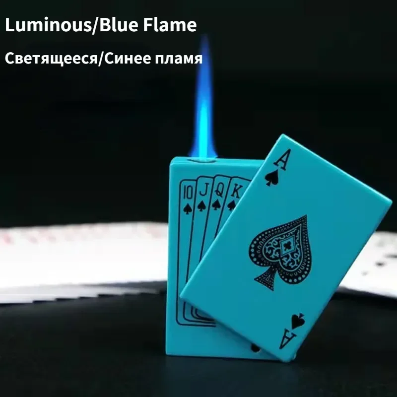 New Fashion Creative Direct-flush Windproof Lighter in The Shape of Playing Cards Men's Cigarette Accessory Gift view 5