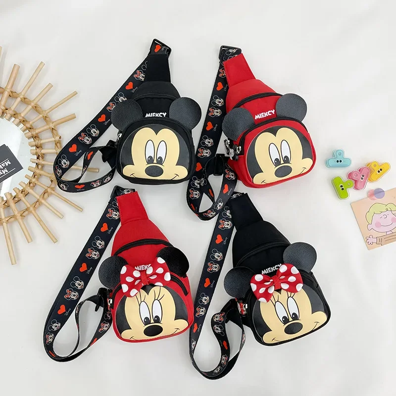 Disney-Mochila infantil Oxford de pano de peito com um ombro, corpo cruzado, mochila mickey mouse, para meninos e meninas, nova