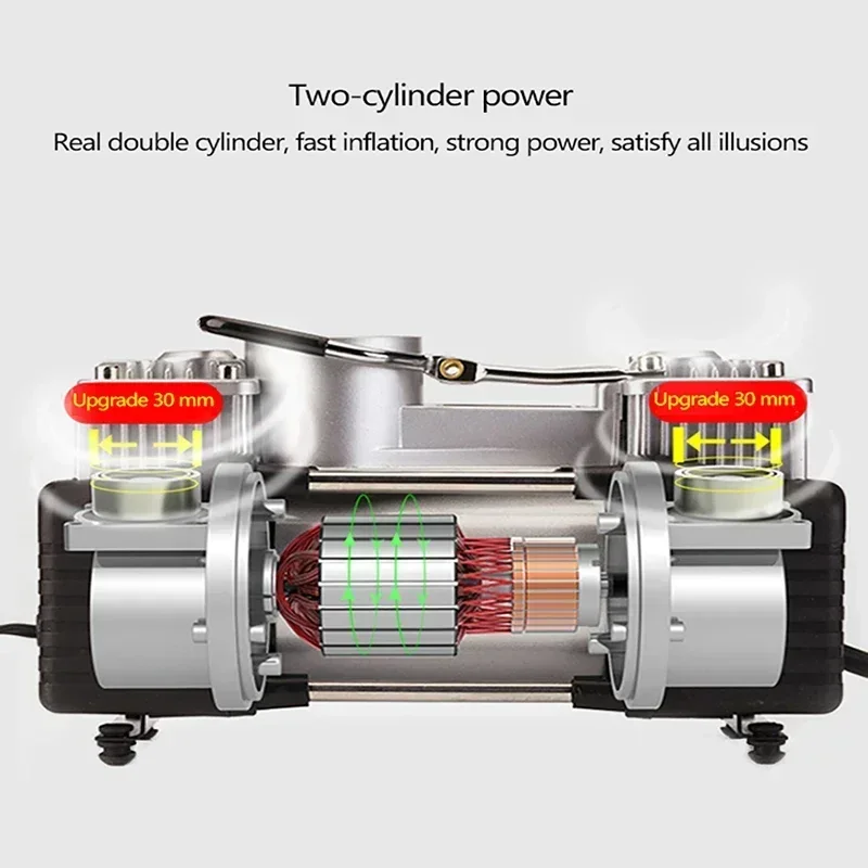 

1pc 12v Smart And Powerful Car Air Pump Car Air Pump Dual-Cylinder Digital Display Electric Tire Pump With Light