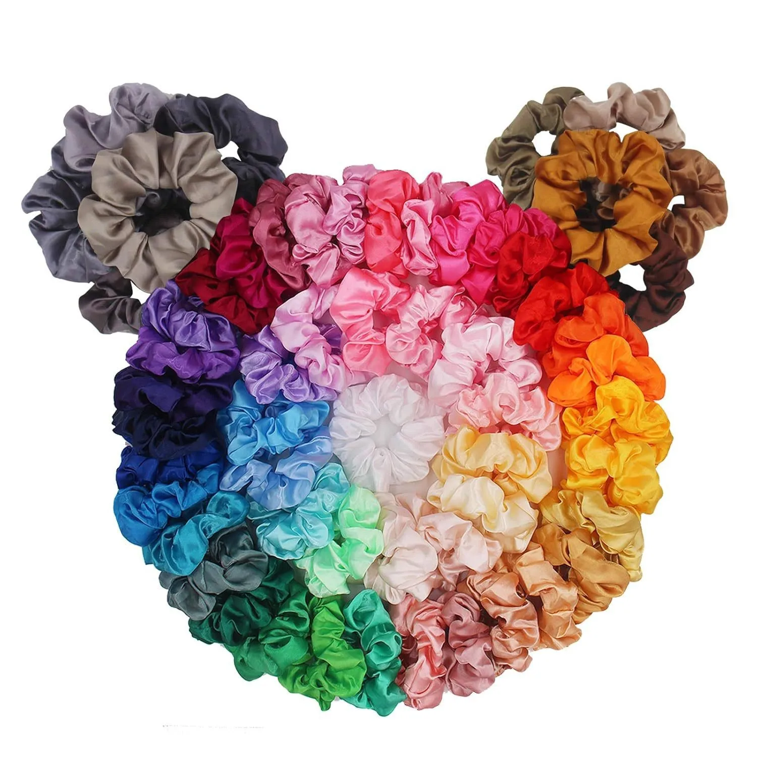 Chouchous en Satin pour filles, 40 couleurs, bandes élastiques pour cheveux, support queue de cheval, attaches en caoutchouc, accessoires de mode pour femmes, solides, 1 pièce